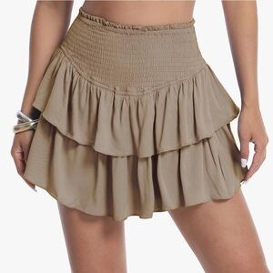🎉New boho khaki two-tiered ruffle mini skort in size XL.